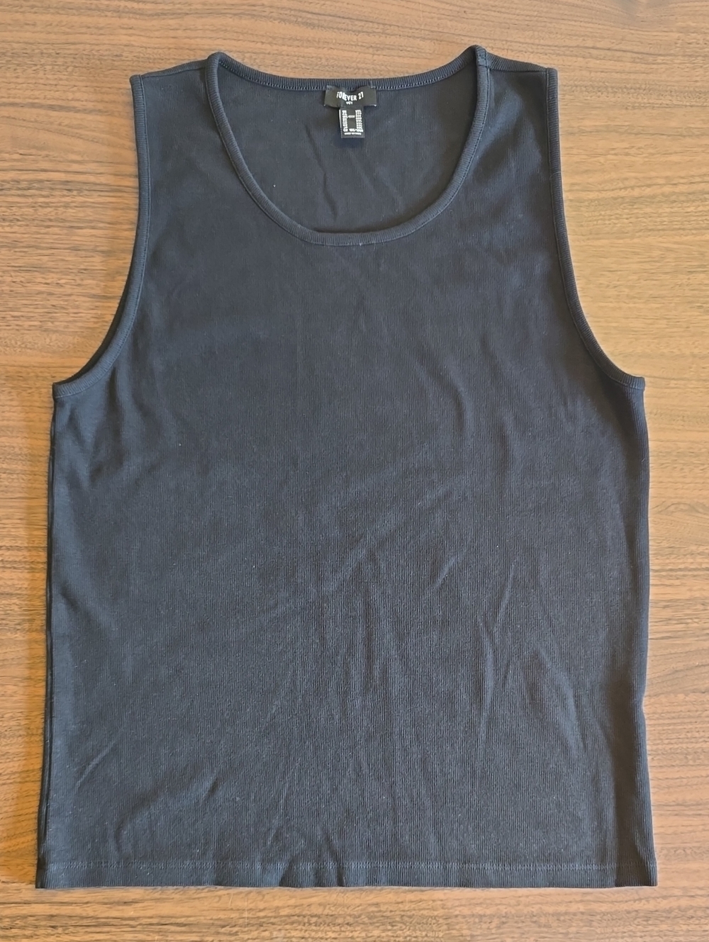 Forever 21 Black Ribbed Scoop Neck Tank
